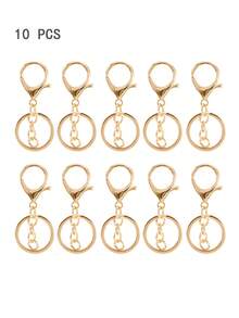 10/20/40pcs Metal Lobster Clasp Keychain, 4-Ring/8-Shaped Chain Keychain Pendant, DIY Alloy Keychain Jewelry Accessories, Car Accessories, Bag Decoration, Gothic Y2K Style For Students, Car Keychain, Keychain Accessories, Keychain Pendant Gifts For Mother, Father, Graduation, And Teacher - Gold + Silver - View 25