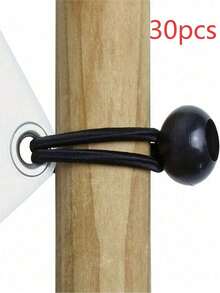 5 piezas/10 piezas/50 piezas/100 piezas Cuerda elástica para tienda de campaña de exterior, Cuerda elástica con bola de plástico, Hebilla de cuerda elástica, Cuerda elástica de trampolín de red de playa, Utilizada para fijar la tienda de campaña y el mástil - Negro - Ver 11