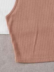 4pcs Summer Essential Mock Neck Rib Knit Tank Tops - Grey - View 3