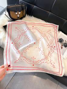 一条简约波点印花方巾，尺寸为 27.6 英寸（约 70 厘米），适合休闲和街头风格穿搭，可用作头巾、发带、头巾，也是户外防晒配饰，为您的造型锦上添花。 - 紅白色 - 查看 2