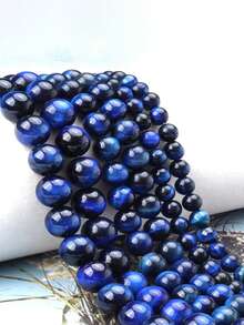 1 Hilo de Piedras Naturales Lapislázuli y Ojo de Tigre, Cuentas Redondas de Cristal Curativo, Adecuado para Hacer Joyas, Pulseras y Collares DIY, Tamaño 4mm 6mm 8mm 10mm - Lapislázuli Ojo de Tigre - Ver 8