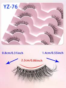 ENCHUW 8 Pairs False Eyelashes Clear Band Faux Mink Lashes Fake Eyelashes Curling Strip Lashes For Daily Wear - Black - View 2