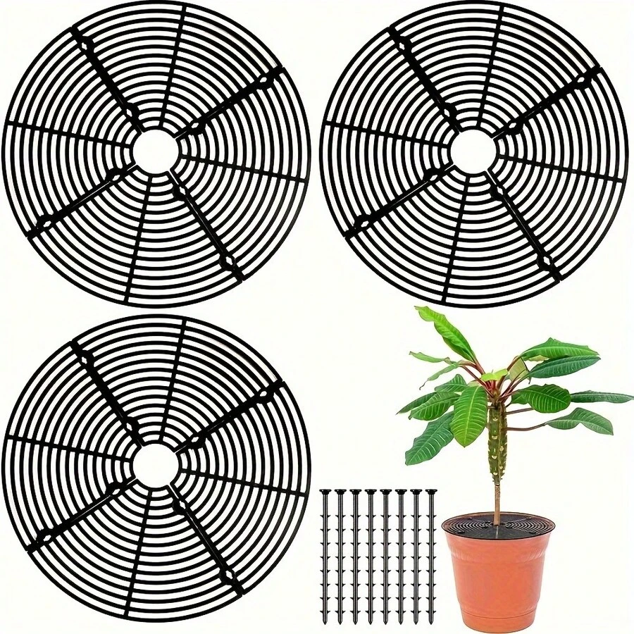 3pcs Plant Pot Covers Animal Protection Guards With Center Hole Flower Pot Soil Protection Covers - 3pcs - View 1
