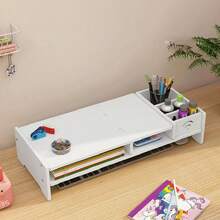 1pc Multifunctional Desktop Organizer Rack, Drawer Type Computer Monitor Riser Stand - A - View 5