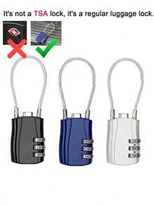 1/2 Pack TSA Approved Combination Lock - High Strength Zinc Alloy Body And Cut-Resistant Steel Cable, 3-Digit Combination Lock, Suitable For Travel Luggage, Gym Lockers, Bicycle Locks (Black), Travel Security Accessory | Multipurpose Travel Lock | Combination Lock, Luggage Lock, Travel Essential Holiday Vacation Supplies - Multicolor - View 33