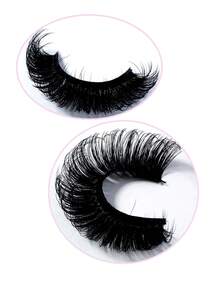 New 10pairs/Pack, Natural Thick And Fluffy False Eyelashes, Creating Charming Messy Mink Eyelashes, Slender And Reusable, 8D Thick And Long-Lasting, Creating A Fox Eye Lifting Effect, The Entire False Eyelash Can Lengthen And Thicken The End - 黑色 - 查看 3