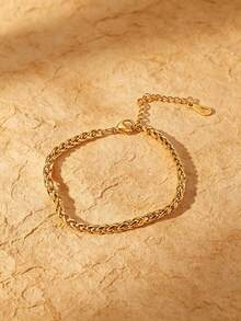 MONALLY Charmantes 18K Gold Weizenkette Armband für Herren, Edelstahl verstellbare Armkette, wasserdichter modischer Schmuck für Party und Alltag, perfektes Geschenk für Vater, Ehemann, Freund, Geburtstag, Jahrestag, Weihnachten - Kettenarmband - Übersicht 6