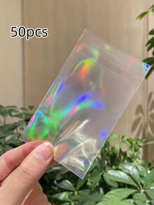 50/100pcs Transparent Holographic Jewelry Bags - OPP Packaging For Rings, Earrings, Bracelets, Necklaces, Rainbow Gradient Display & Storage, Valentine's Day Gift - Multicolor - View 13