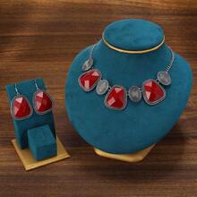 Fashionable Tortoiseshell Pattern Jewelry Set - Asymmetrical Shaped Earrings And Matching Necklace, Suitable For Party And Daily Wear - Geometric Shapes - View 16