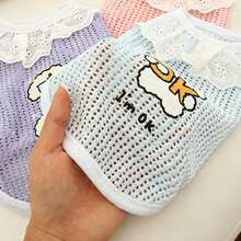 Chaleco de mascota con estampado a cuadros y diseño de dibujos animados, ropa ligera y dulce para gatos al estilo princesa para el verano - Azul - Ver 6