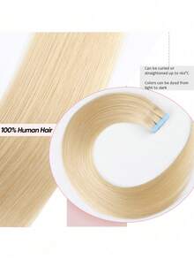 胶带式接发，真人发，40.64-60.96厘米，直发，Remy真人发，无缝贴合，#613金色，50克，20片装 - S613 - 查看 3