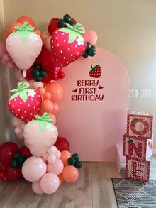 8 piezas - Globos de aluminio con diseño de fresa, globos de aluminio con forma de fruta dulce y linda, de membrana de poliéster, adecuados para bautizos, fiestas con tema de fresas, decoración de cumpleaños, baby shower, revelación de género, fiestas con tema de frutas, decoración de bodas, reuniones familiares, despedidas de soltera, compromisos, graduaciones, decoración del Día de la Madre - globo - Ver 4
