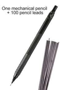 0.3/0.5/0.7/2.0mm Automatic Mechanical Pencil Set, 100pcs Refill Leads, Low Center Of Gravity, Retractable Tip, Metal Body, Back To School Essential - Black - View 17