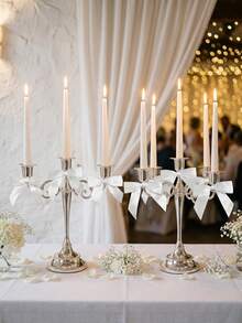 Candelabro vintage, elegante candelabro de metal plateado de 3 brazos, estilo europeo, decoración del hogar, juego de candelabros plateados, perfecto para fiesta de cumpleaños, decoración navideña, decoración de Año Nuevo, sala de estar, dormitorio, cocina y decoración del hogar, decoración de habitación, regalo de Navidad - Multicolor - Ver 10