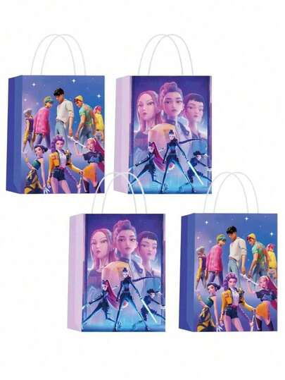 8pcs/16pcs Cartoon Anime Theme ‌K-Pop DemonHunters Image Gift Bag Anime Figure Image Anime Periphery Festival Candy Bag Suitable For Birthday Party Theme Party Gift Wrapping Bag