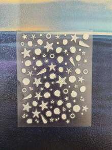 5D立体浮雕梦幻贝壳、海星、水母美甲贴纸，海洋主题美甲贴花，夏季必备 - 彩色 - 查看 6