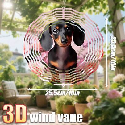 1 chiếc chuông gió hình chó Dachshund 3D bằng kim loại mạ vàng hồng - Kích thước 10 inch, có thể xoay 360°, dùng trang trí sân vườn, bền bỉ cả trong nhà và ngoài trời, phù hợp cho đám cưới, Giáng sinh, Halloween, tiệc tùng và trang trí nhà cửa - Không cần pin/nguồn điện, quà tặng cho người yêu thú cưng.