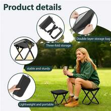 2 In 1 Foldable Backpack Stool Portable Mini Outdoor Camping Folding Seat Chair With Shoulder Straps - B - Xem 5