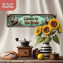 1pc 2D Flat Decorative Only, Vintage Design With Birds, Branches And Flowers 2D Flat Sign And Plaque. This Rustic Style Metal Wall Sign Is Suitable For Office, Shop, Home, Farmhouse And Porch. It Is Durable And Easy To Install. - A - View 4