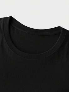 Women's Summer Short Sleeve Round Neck T-Shirt, Comfortable Relaxed Fit, "Love Live Travel" Text Print, Versatile Cotton Top For Outings And Weekends, Women's T-Shirt With Airplane And Heart Design - 黑色 - 查看 3
