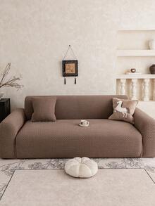 1pc 3D Sofa Cover, Multi-Functional Full Coverage Sofa Slipcover, Solid Color Leaf Pattern Design, Protective Sofa Cover, Holiday Decor, High Elasticity Full Wrap Sofa Cover - Brown - View 6