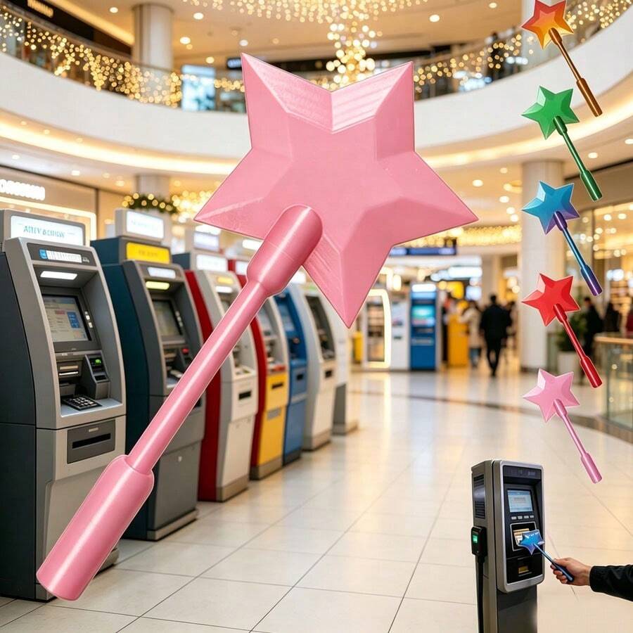 2D/3D打印支付魔杖，轻触支付魔杖，星光魔杖，非接触式支付卡套，卡片收纳器，适用于刷卡支付场景、派对和聚会