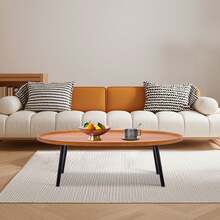 Oval, Freestanding Side Table, Load Capacity 5 Kg, Modern Coffee Table In Wood Color For Living Room, Bedroom, Office And Study, Minimalist Side Table, 120 X 60 X 38 Cm, Wood Color - Wood Color - View 1