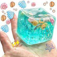 Brand New 3D Cartoon Ornaments, Realistic Cube Shapes, 3D Squishy Toys For Relaxing The Body And Mind, Ocean Cube Squeezing Fun, Sky Blue Stress-Relief Toy, Novel Squeezing Toy, Slow-Rebound Malt Toy, Squishy Fun Toy, Cute And Soft, Stress-Relief Cube, Slow-Rebound Soft Stress Ball, Soft And Comfortable To The Touch, Office Toy - 4.5cm海洋風格擠壓玩具 - 查看 5