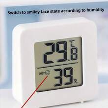 Termómetro y higrómetro digital mini, pantalla electrónica, alimentado por batería de botón, material de plástico, apto para interiores y exteriores, sin necesidad de enchufar, batería no recargable - Multicolor - Ver 2