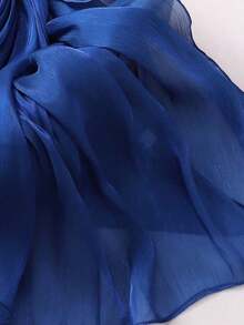 1pc Ladies' Solid Color Sparkling Chiffon Daily Headscarf Beach Shawl Sun Protection Hijab - 彩色 - 查看 9