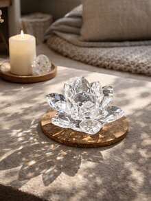 1pc Lotus Shaped Desktop Decor, Suitable For Home Decoration, Bedroom Best Gifts Birthday Graduation - Clear - View 2