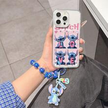 Disney Lilo & Stitch Phone Case With Beaded Chain, Cute "LOVE" Stitch 4-Grid Cartoon Print, Shockproof Clear Soft Case With Stitch Plush Doll Wrist Strap, Disney Love Heart Phone Cover For IPhone 17, 16, 15, 14, 13, 12, And 11 Pro Models. Made Of Durable TPU With Shockproof Protection. A Fun Gift For Family, Friends, Birthdays, Holidays, And Special Occasions. - 無色 - 查看 2