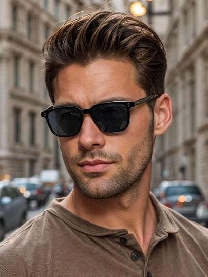 1pc Men's Square Frame Classic Fashion Fashion Glasses, Accessories For Outdoor Daily Travel, Men's Gift, Holiday Gift Back To School Fashionable Preppy School Look