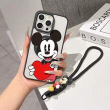 This Disney Mickey Mouse Pattern Lanyard Phone Case Features A Strong Magnetic Closure And Full Coverage Of Acrylic And TPU Material. It's Shockproof, Lightweight, And Suitable For IPhone17/16/11/13/15/15 Plus/15 Pro/15 Pro Max/12/14 Pro Max/11 Pro Max/12 Pro/12 Pro Max/13. It's A Popular Birthday Gift, Business Gift, Durable, Stain-Resistant, And Fingerprint-Resistant New Phone Case For Men And Women. It Also Includes A Mickey Mouse Phone Case And Mickey Mouse Doll Bracelet. Compatible With SamsungGalaxy S20, S21, S22, S23, And S24 Series. It's The Perfect Gift For Friends And Family. This Stylish Phone Case Is Fun, Lightweight, And Durable. IPhone17 Pro Max Phone Case, Minnie Phone Case. - 藍色 - 查看 5