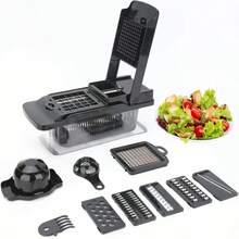 13/14pcs Multi-Function Vegetable Chopper Slicer Grater - With Hand Protector, Storage Container, Egg Separator, Kitchen Tools For Salad Preparation - Black - View 14