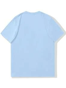 Camiseta de manga corta para hombre con cuello redondo, diseño casual de verano con corona y patrón ruso - lago azul - Ver 2