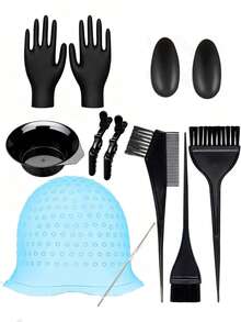 12pcs/Set Reusable Silicone Hair Dyeing Cap, Hair Salon Dyeing Tool - Multicolor - View 10