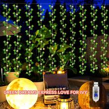 1PC, 90LED Ivy Vine Fairy String Lights Artificial Greenery Garland Leaf Curtain Lights 8 Lighting Modes USB Powered Hanging Plant Lights For Bedroom Wall Garden Patio Wedding Party Christmas Holiday Indoor Outdoor Decor (Without Battery) - LED String Light - 查看 3