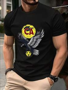 Simple Men's Summer T-Shirt With Eye-Catching Fun Prints - 黑色 - 查看 1
