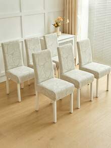 1/4/6/8pcs Removable Plush Velvet Shell Pattern Full Coverage Stretch Chair Covers, Suitable For Dining Room, Bedroom, Living Room Home Decor, Holiday Party Decoration - Light Grey - View 11