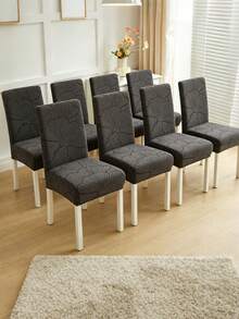 1/4/6/8pcs Removable Plush Velvet Shell Pattern Full Coverage Stretch Chair Covers, Suitable For Dining Room, Bedroom, Living Room Home Decor, Holiday Party Decoration - Dark Grey - View 11