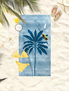 1PC Water Blue Gradient Single Palm Tree Beach Scarf, Available In Different Sizes. Quick-Drying, Soft, Portable, And Fashionable. Made Of Sand-Resistant And Super Absorbent Microfiber Material. Style: Bohemian, Tropical, Vintage, Fun, Yoga, Picnic, UV Protection. Ideal For Beaches, Swimming Pools, And Outdoor Activities; A Must-Have For Travel, Camping, Yoga, Fitness, And Swimming, Suitable For Both Men And Women. - Coconut Trees - View 8