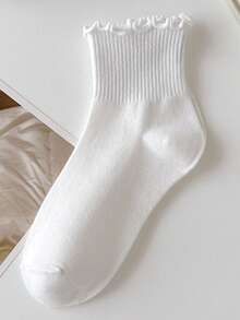 3 Pairs/Set Sweet Japanese Style Ankle Socks With Gathered Trim For Women - Multicolor - View 4