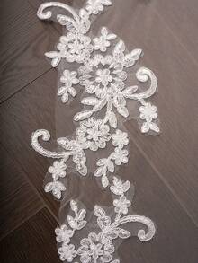 1pc Mantilla Style Lace Trim Fingertip Length Bridal Veil With Comb, White/Ivory,Festival,Birthday - Multicolor - View 9