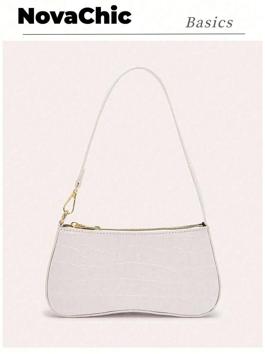 Lightweight,Business Casual Crocodile Embossed Bag For Teen Girls Women College Students,Rookies & White-Collar Workers Perfect For Office,College,Work ,Business,Commute,Outdoors, Travel, Outings - trắng - Xem 1