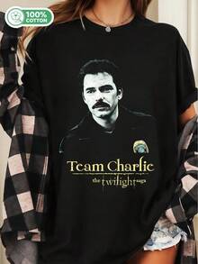 Vintage  Team Charlie 100% Cotton Unisex Short Sleeve Movie Graphic Tee - Black - View 1