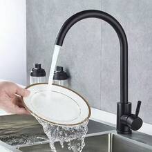 Black Stainless Steel Kitchen Faucet, Cold And Hot Water Tap For Sink, Splash-Proof Household Water Tap - Black - View 3