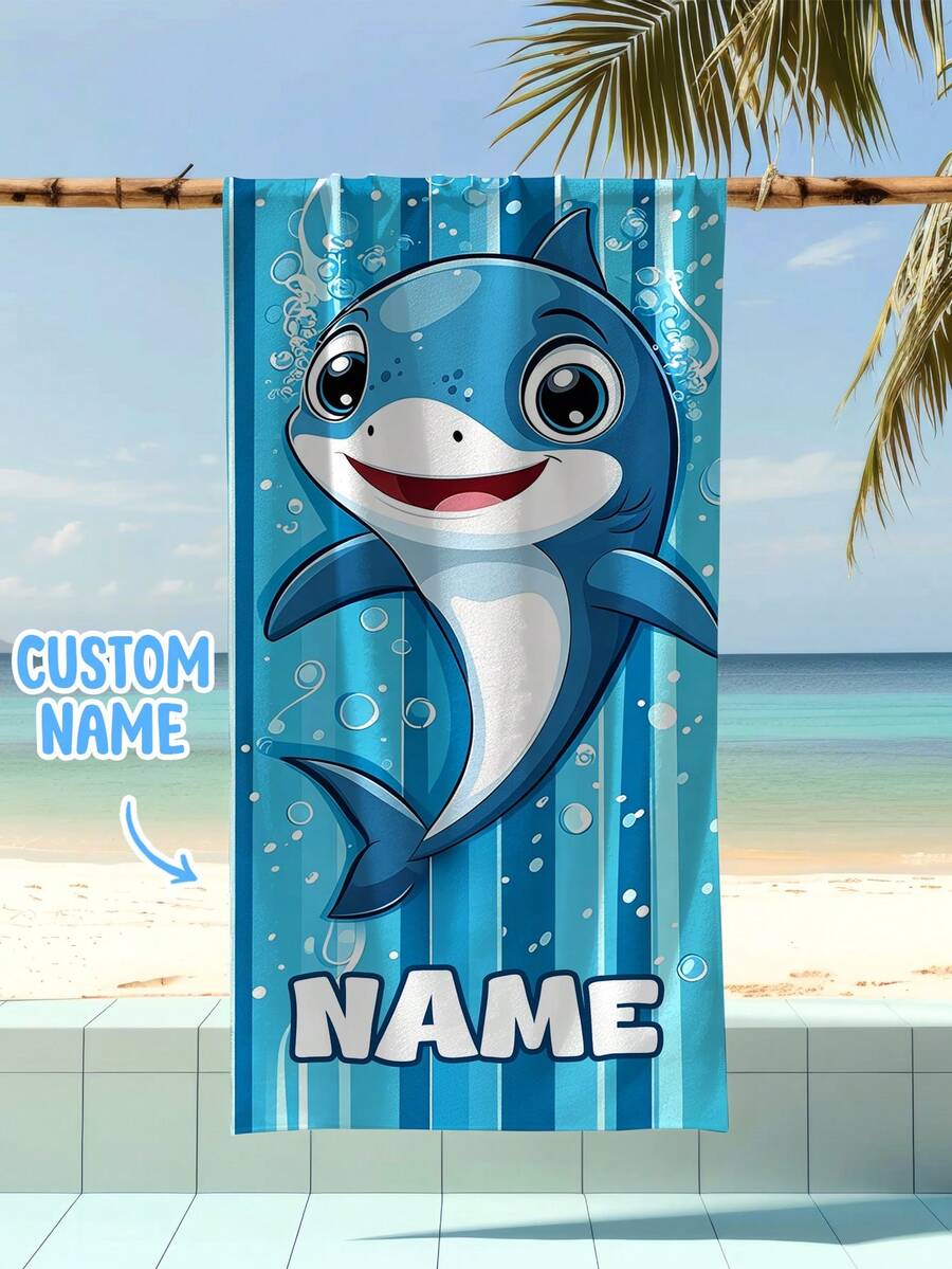Personalized Children's Beach Towel, Perfect Summer Birthday Gift, Suitable For Various Summer Occasions. Customizable Beach Towel And Accessories, Applicable For Beach, Swimming Pool, Travel, Camping, Yoga And More. - Multicolor - View 1
