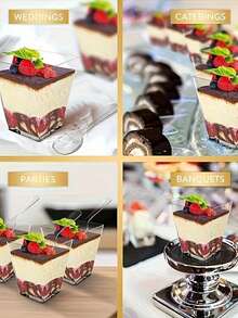 50/30pcs/1pc-Reusable Trapezoid Mini Cups, Mousse Cups, Pudding Cups, Dessert Cups, Suitable For Appetizers And Desserts, Pudding Mousse Cups, Suitable For Various Occasions, Weddings, Hand Wash, Party Cup Holder Decorative Cup Design Durable Cup Material, Mini Cup Holder - White - View 6