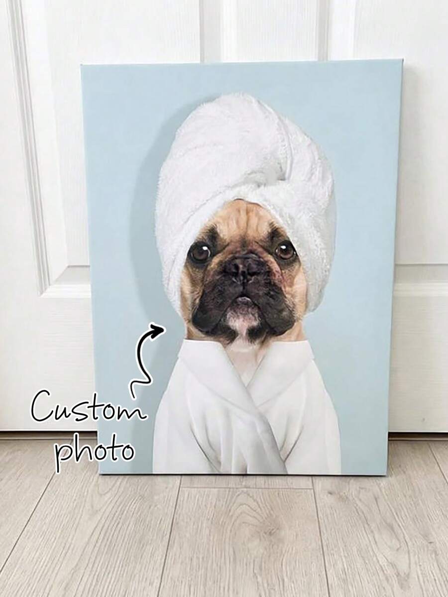 Customized Pet Portrait Artwork - Funny Dog In Bathtub Art, Personalized Gift, Custom Pet Portrait With Personalized Quotes, Custom Dog Portrait Based On Photo, Digital Pet Portrait, Gift For Dog Mom, Pet Memorial Frame, Customized Cat Art